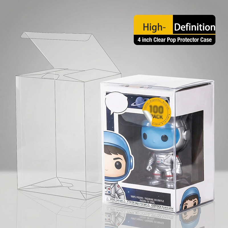Funko Pop Protector - プレミアムクリアヘビーデューティー0.35/0.5mm厚ポッププロテクターケース、4インチビニールフィギュアディスプレイ対応、保護フィルム付き