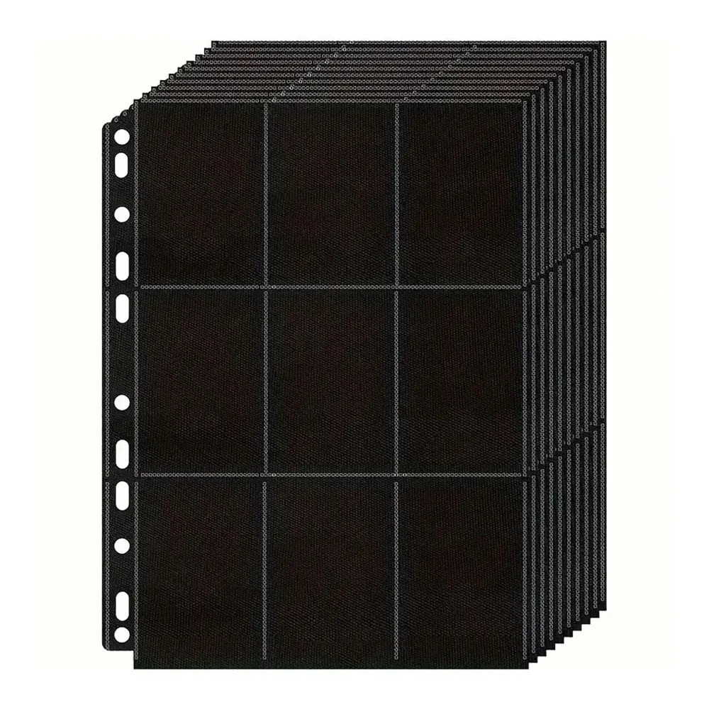 Trading Card Binder - 10枚組 ブラック 9ポケット A4 トレーディングカードバインダーページ 収納ウォレット