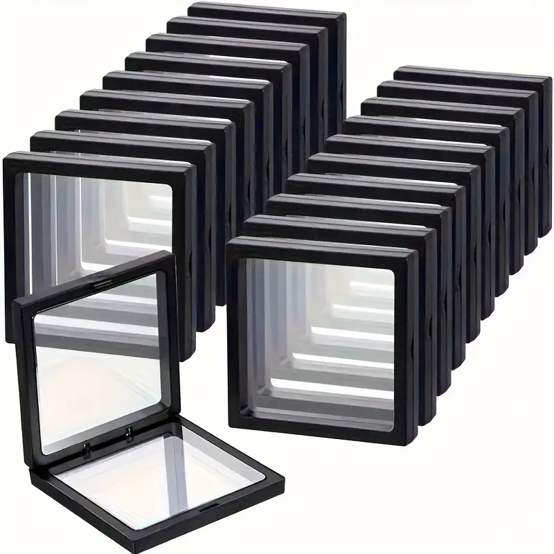 Display Case Acrylic - 20 個クリアビュー 3D フローティングディスプレイケース防塵アクリルジュエリー収納ボックス弾性フィルム透明吊り下げオーガナイザー
